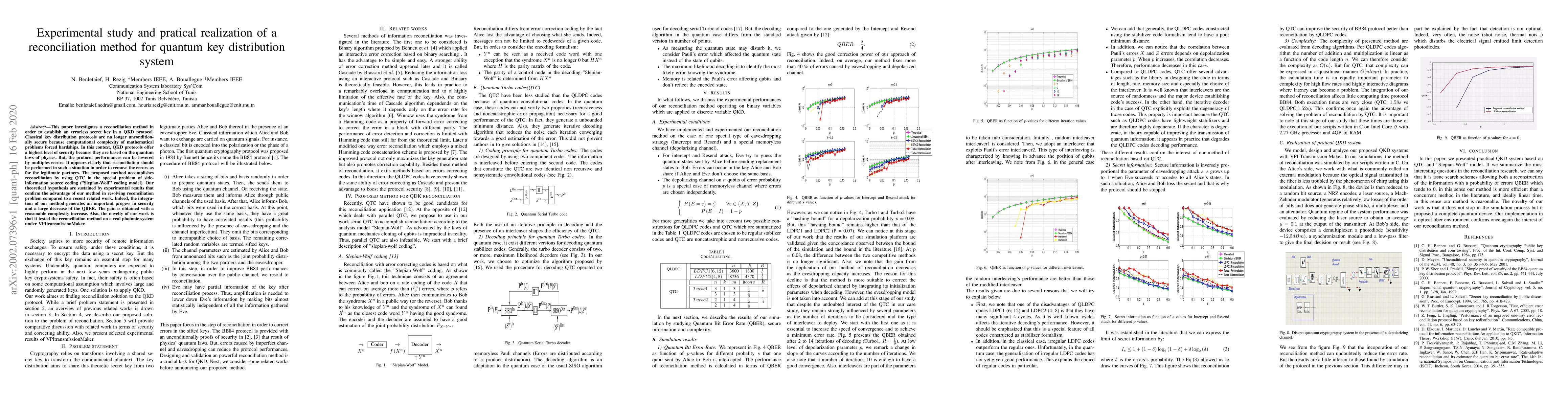 Thumbnail for Experimental study and pratical realization of a reconciliation method
  for quantum key distribution system