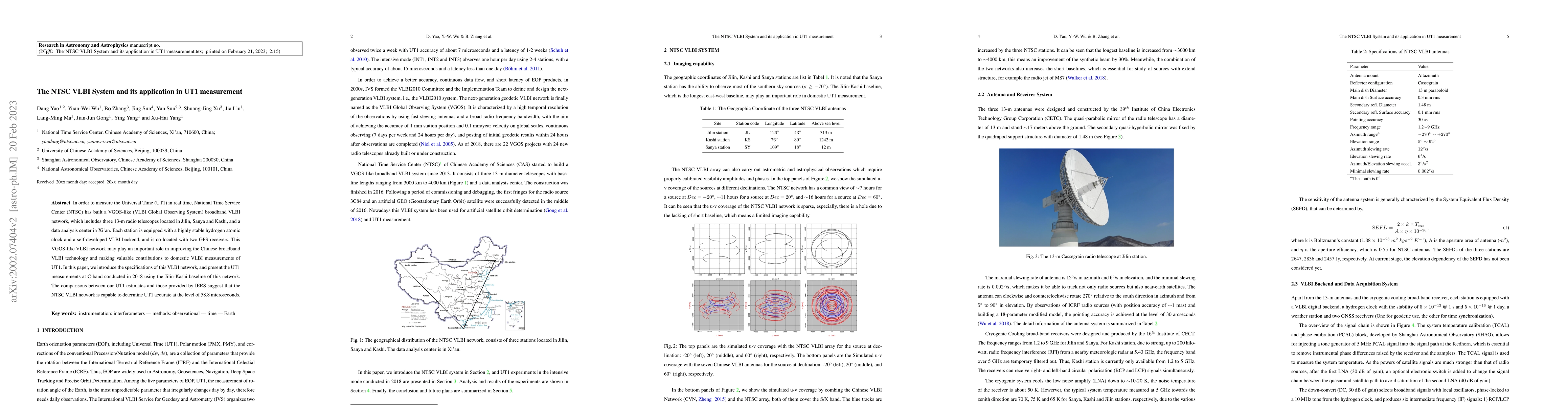 Thumbnail for The NTSC VLBI System and its application in UT1 measurement