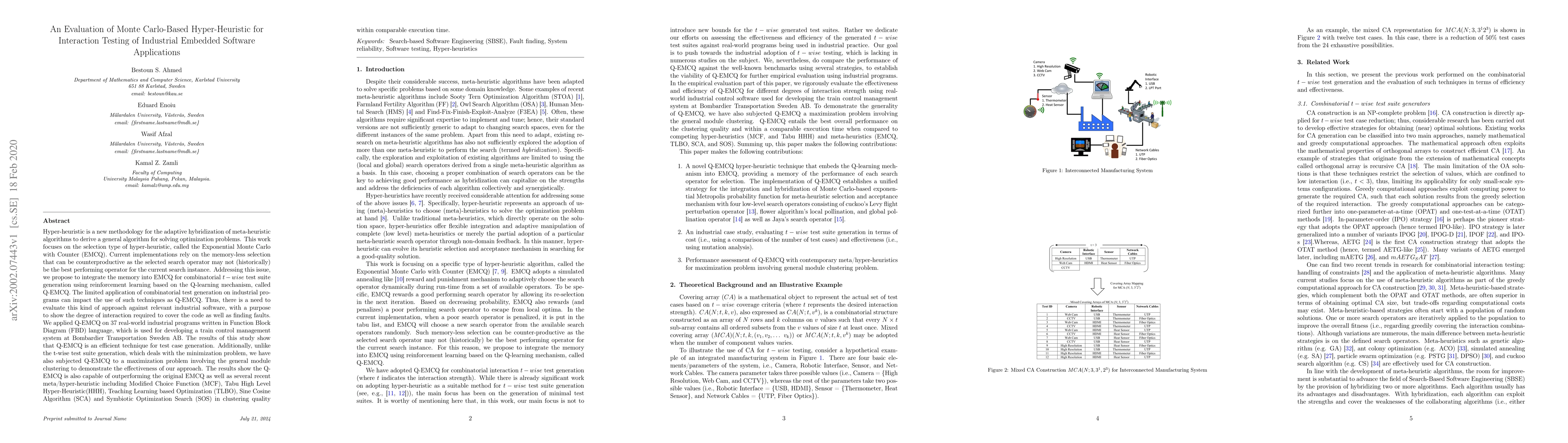 Thumbnail for An Evaluation of Monte Carlo-Based Hyper-Heuristic for Interaction
  Testing of Industrial Embedded Software Applications