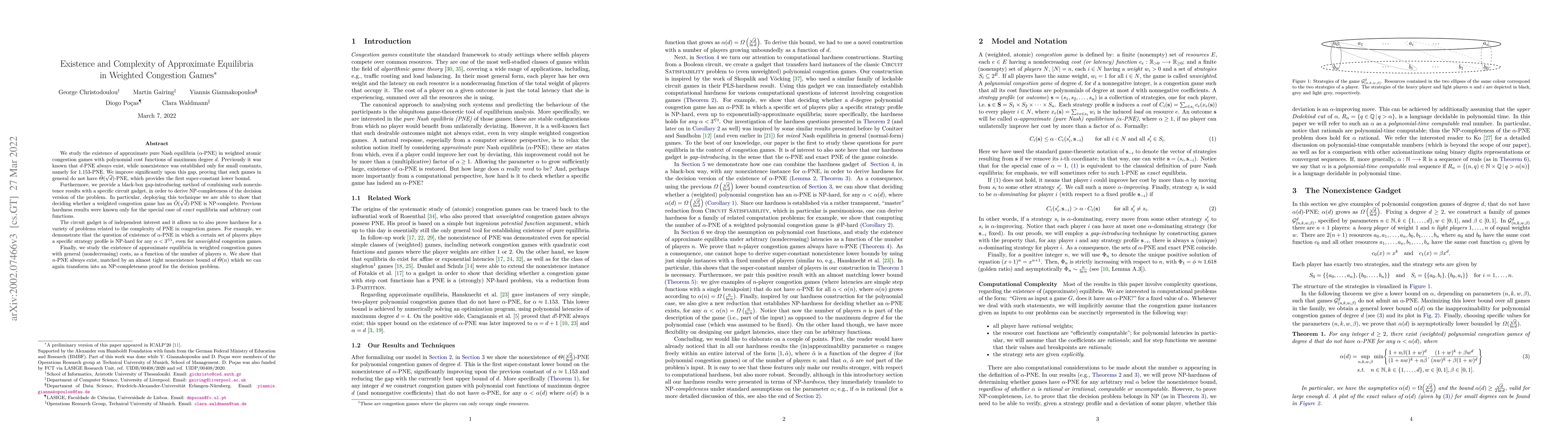 Thumbnail for Existence and Complexity of Approximate Equilibria in Weighted
  Congestion Games