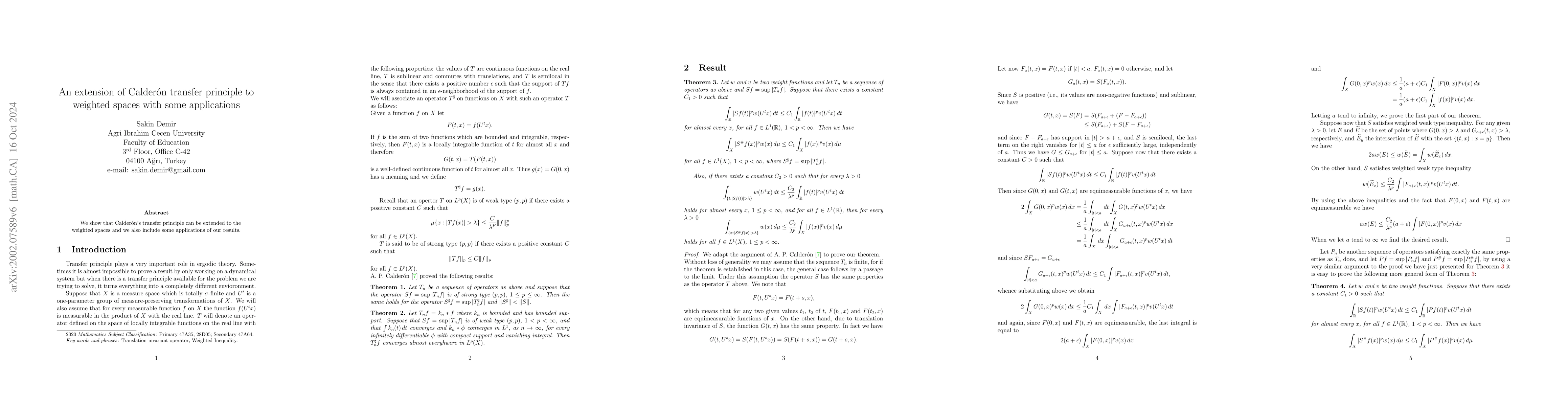 Thumbnail for A transfer principle in ergodic theory on weighted spaces