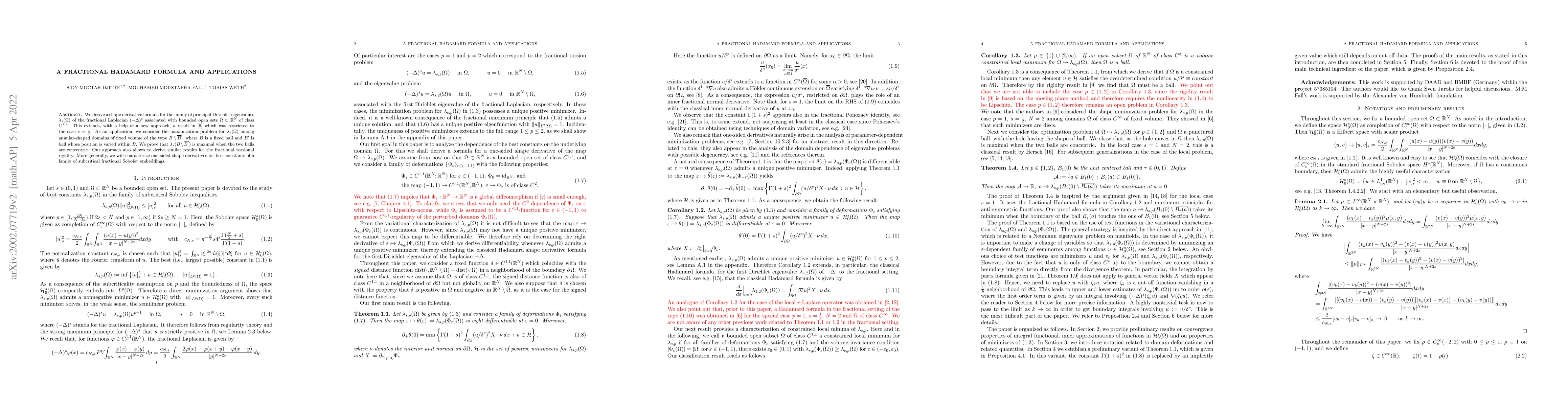 Thumbnail for A fractional Hadamard formula and applications