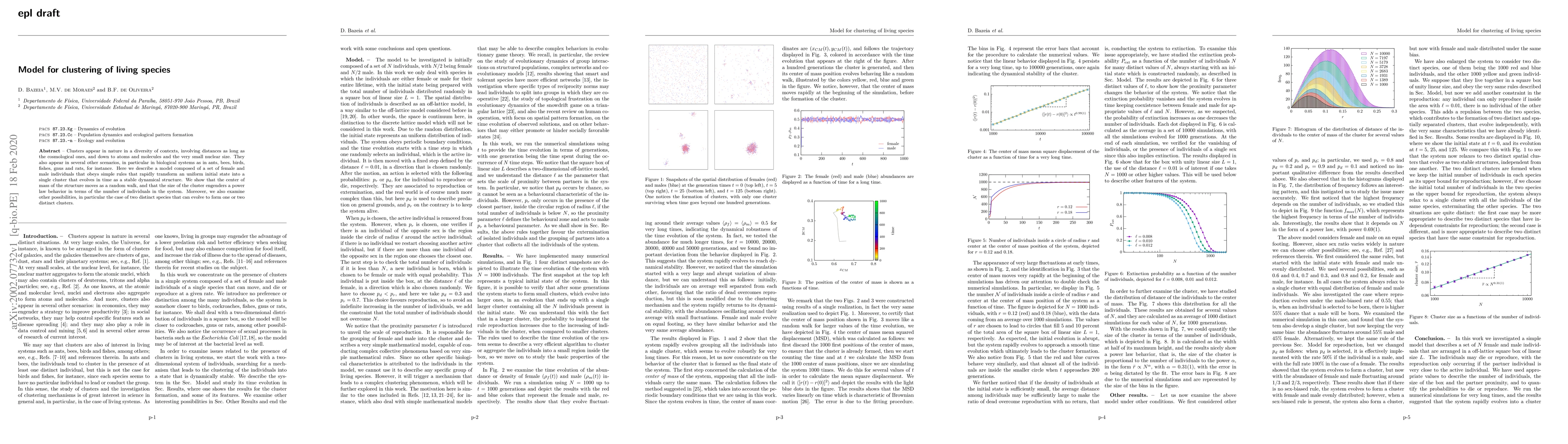 Thumbnail for Model for clustering of living species