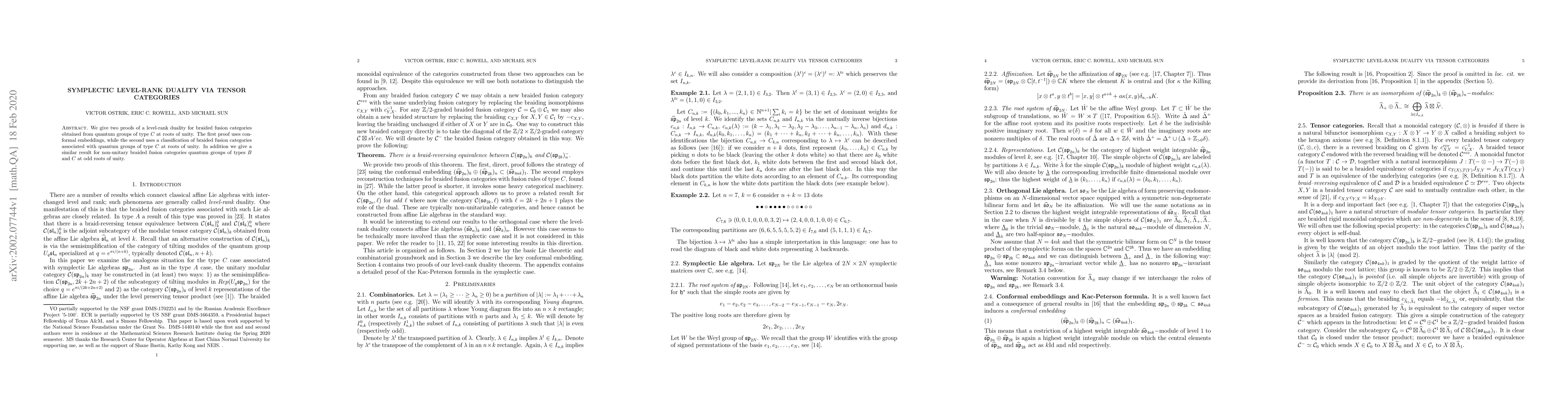 Thumbnail for Symplectic level-rank duality via tensor categories