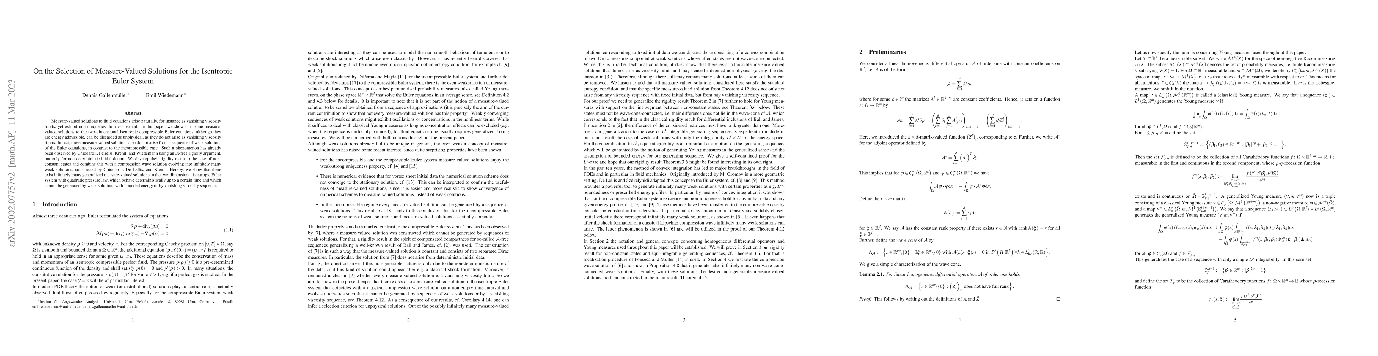 Thumbnail for On the Selection of Measure-Valued Solutions for the Isentropic Euler
  System