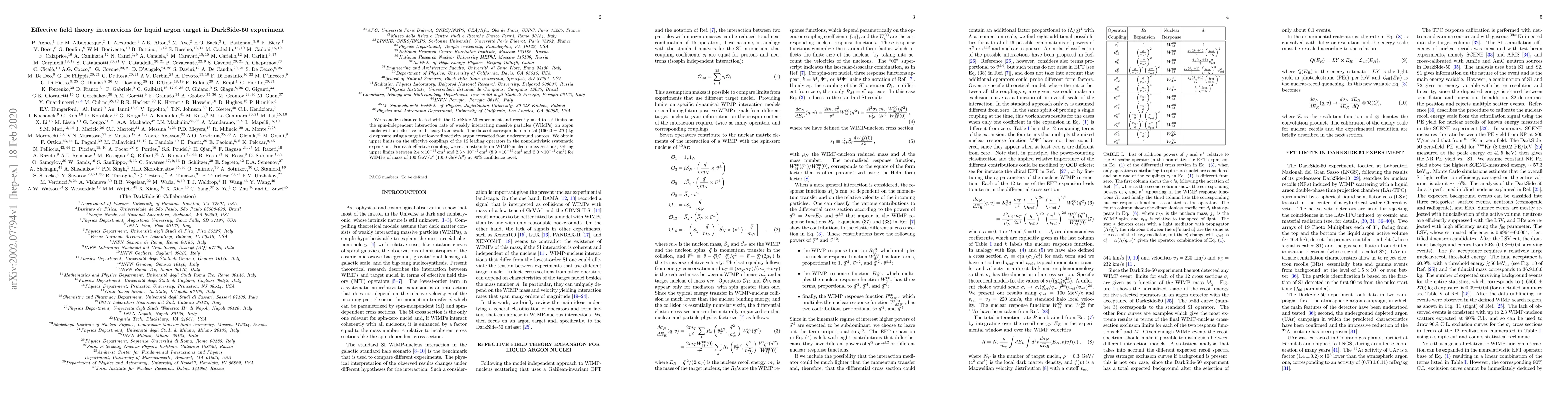 Thumbnail for Effective field theory interactions for liquid argon target in
  DarkSide-50 experiment