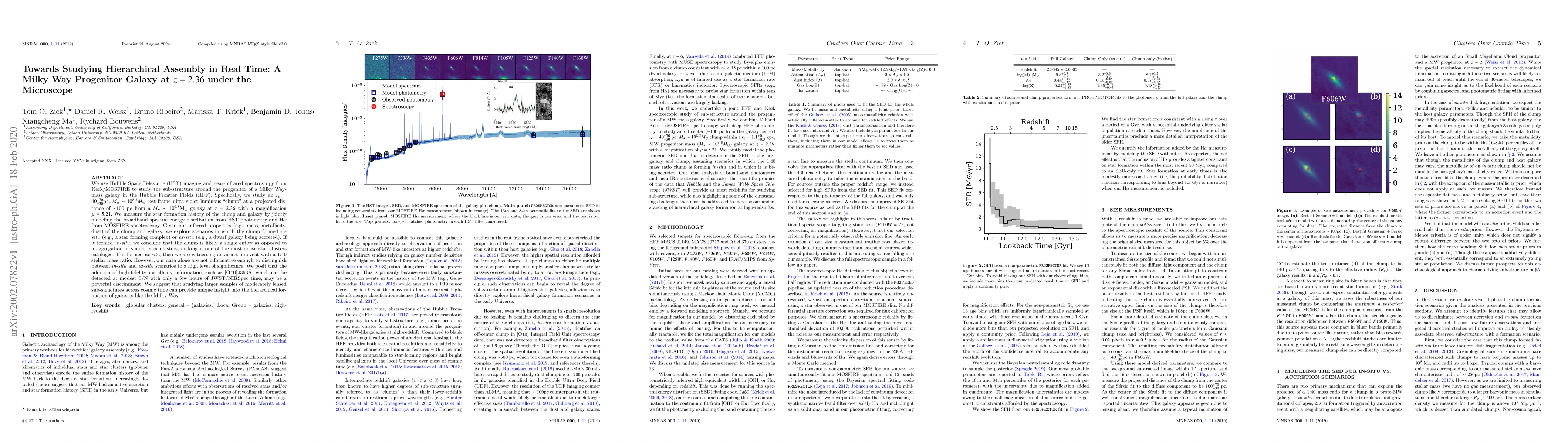 Thumbnail for Towards Studying Hierarchical Assembly in Real Time: A Milky Way
  Progenitor Galaxy at z = 2.36 under the Microscope