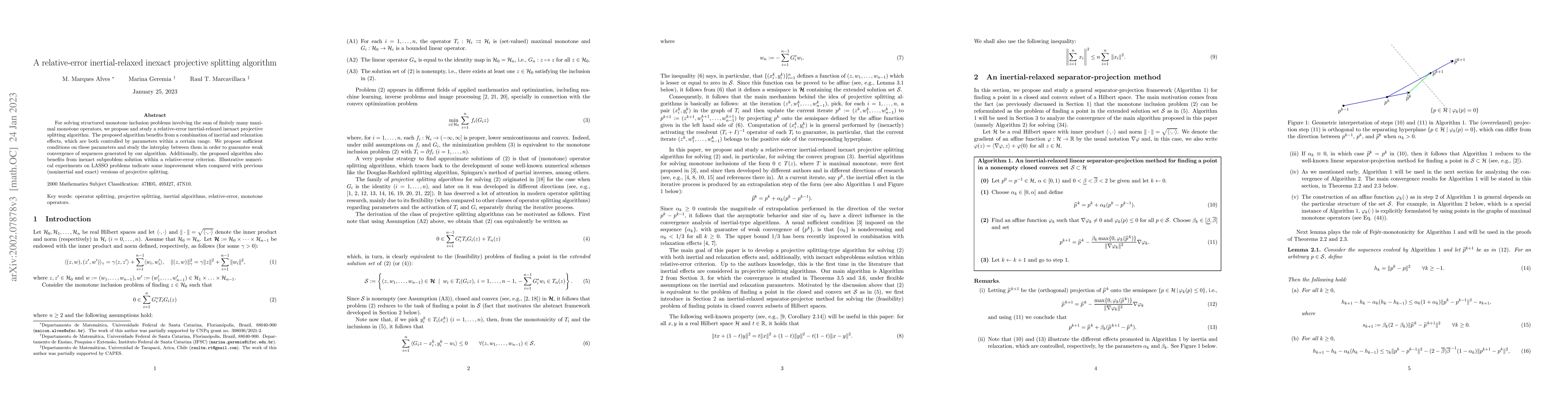 Thumbnail for A relative-error inertial-relaxed inexact projective splitting algorithm