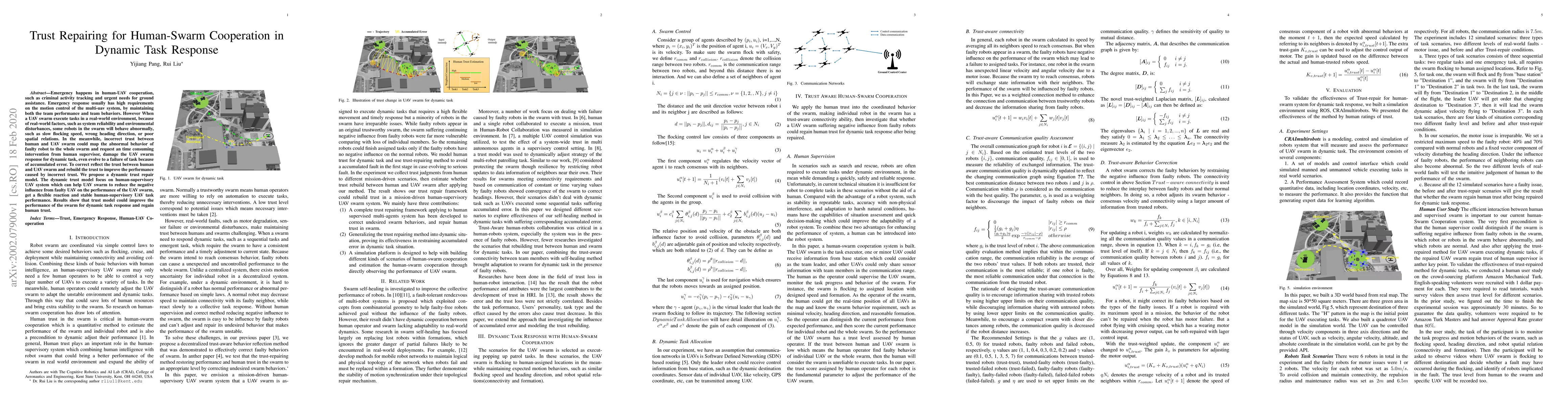 Thumbnail for Trust Repairing for Human-Swarm Cooperation inDynamic Task Response