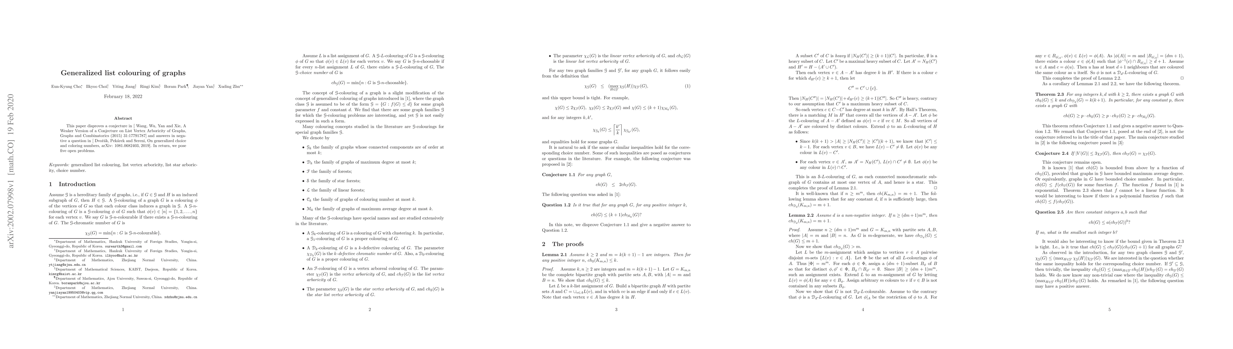 Thumbnail for Generalized list colouring of graphs
