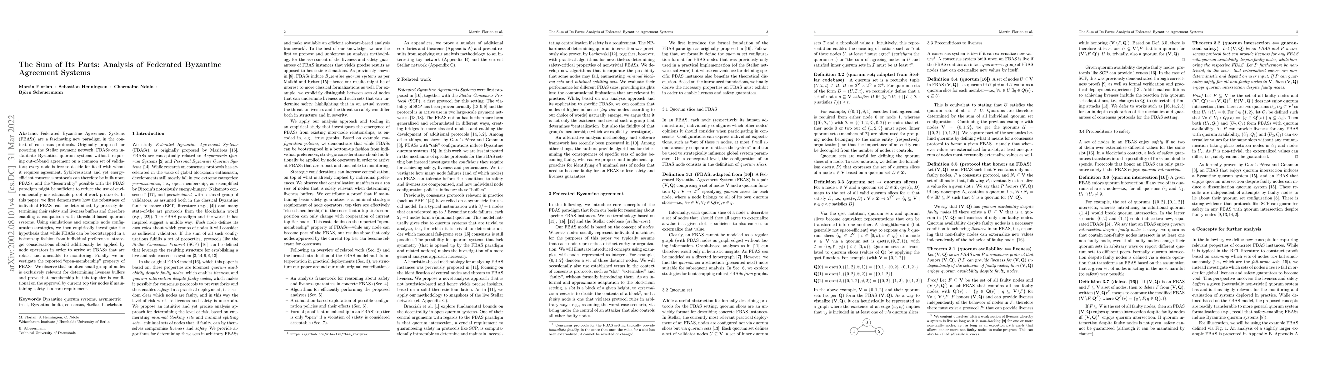 Thumbnail for The Sum of Its Parts: Analysis of Federated Byzantine Agreement Systems