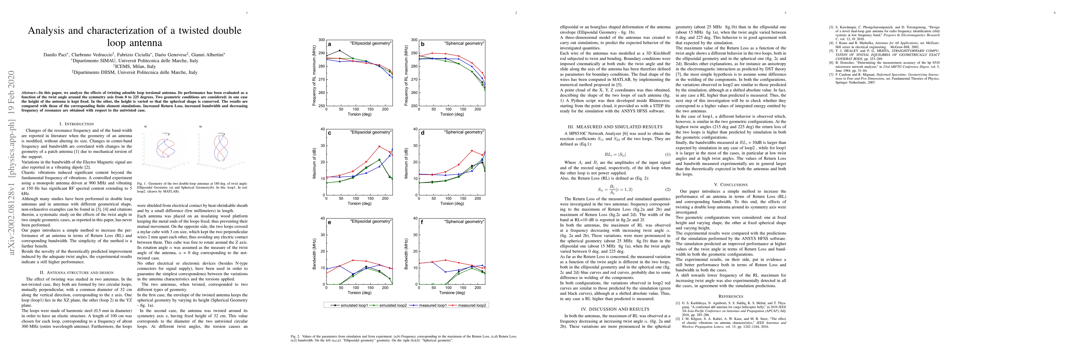 Thumbnail for Analysis and characterization of a twisted double loop antenna