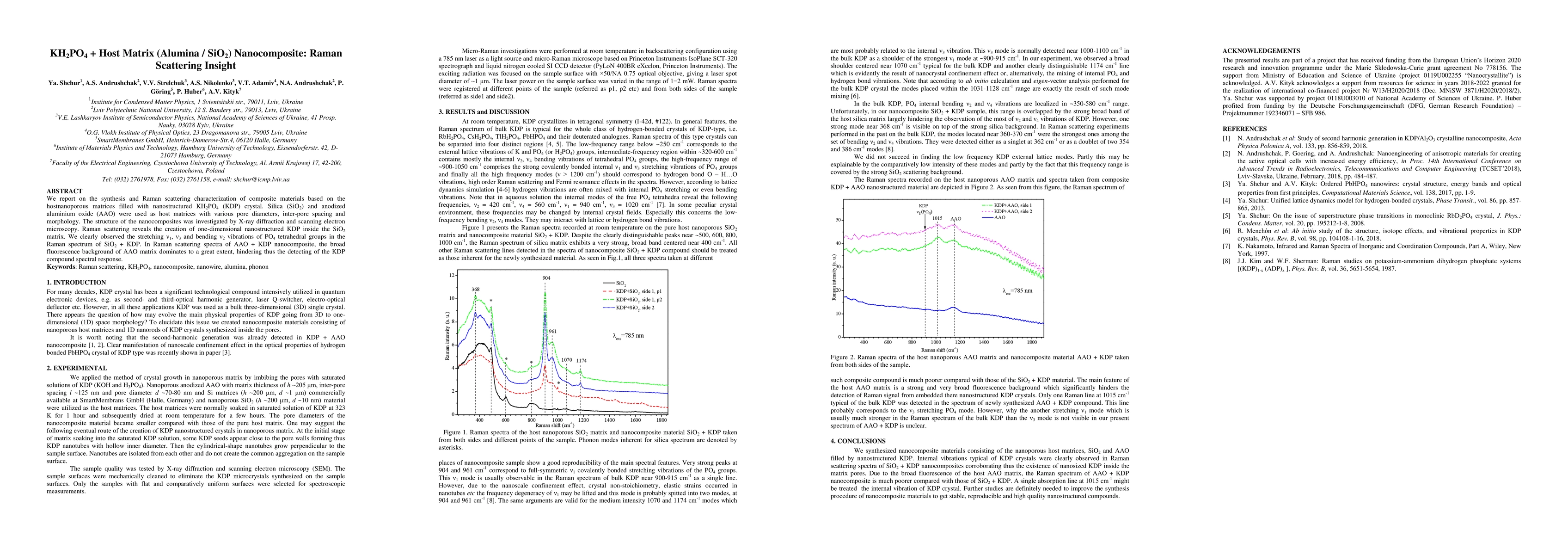 Thumbnail for KH2PO4 + Host Matrix (Alumina / SiO$_2$) Nanocomposite: Raman Scattering
  Insight
