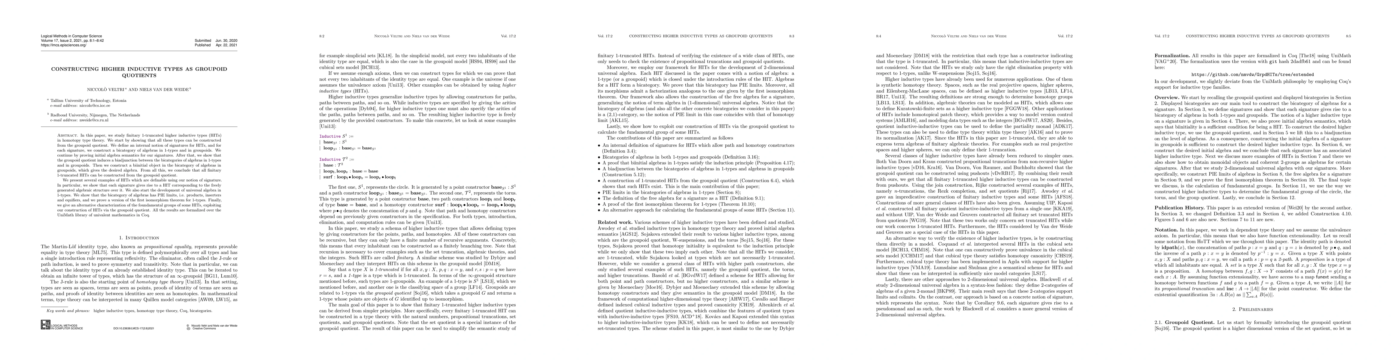 Thumbnail for Constructing Higher Inductive Types as Groupoid Quotients