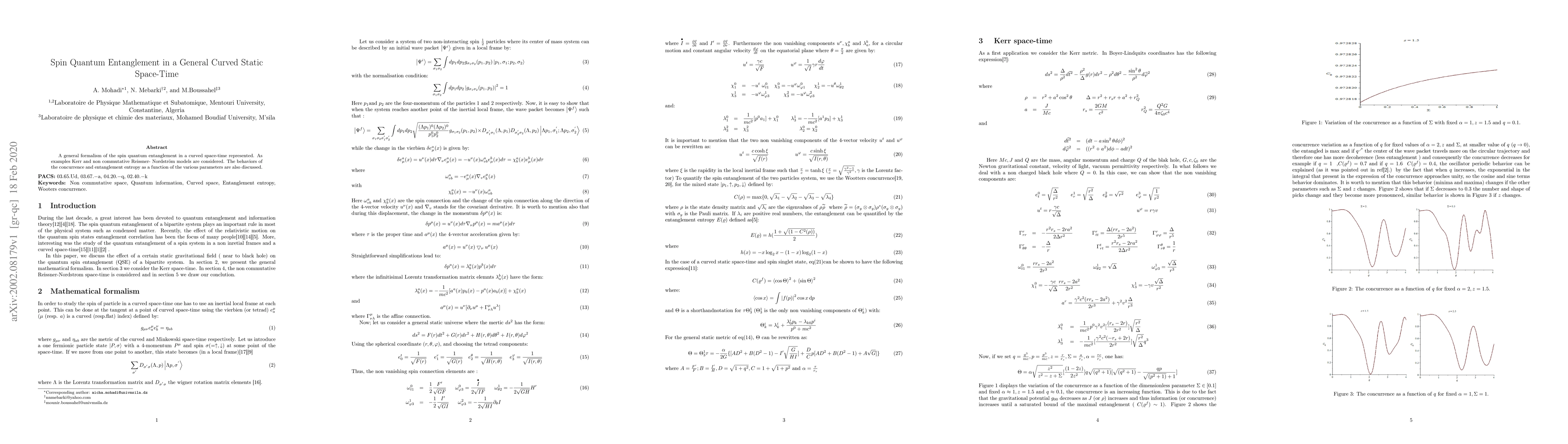 Thumbnail for Spin Quantum Entanglement in a General Curved Static Space-Time