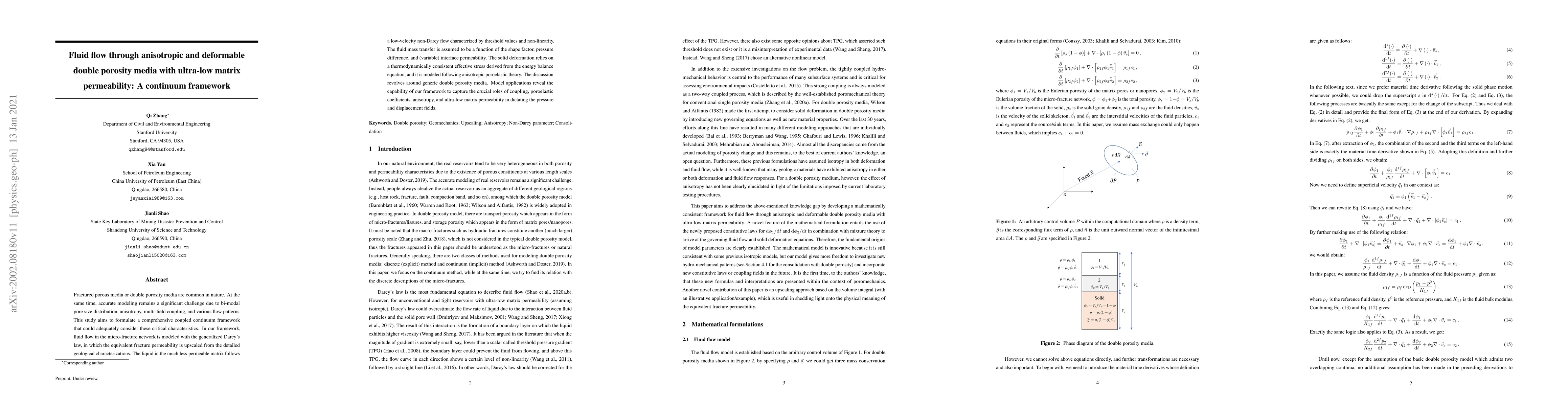 Thumbnail for Fluid flow through anisotropic and deformable double porosity media with
  ultra-low matrix permeability: A continuum framework