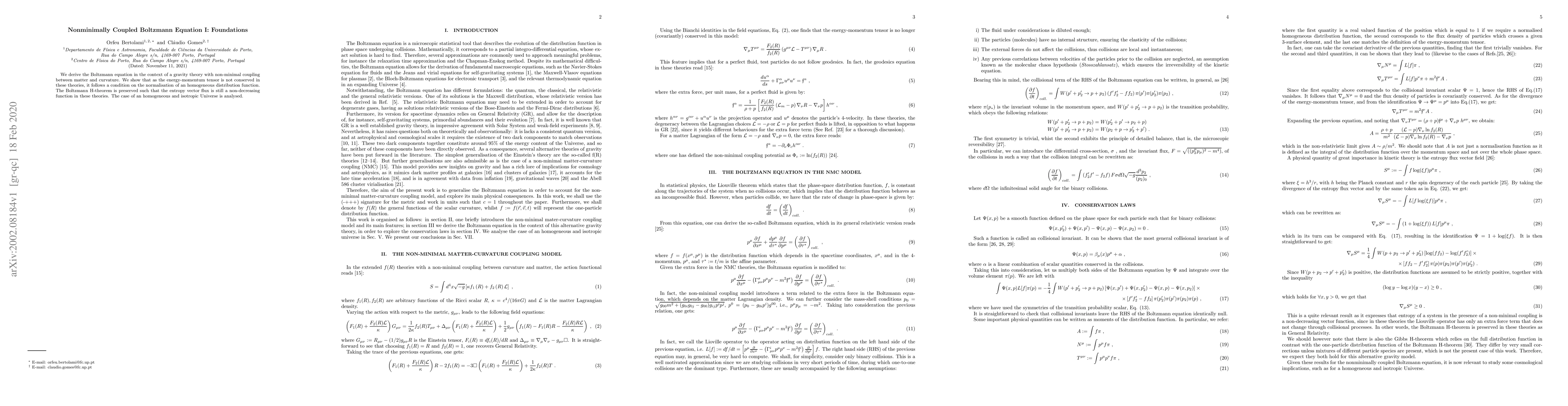 Thumbnail for Nonminimally Coupled Boltzmann Equation I: Foundations