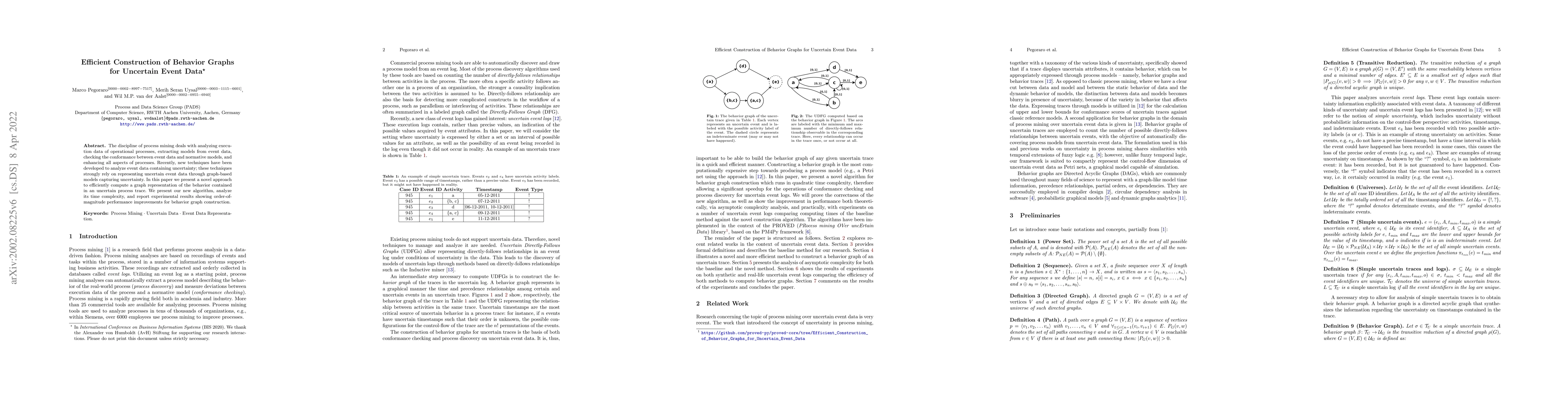 Thumbnail for Efficient Construction of Behavior Graphs for Uncertain Event Data