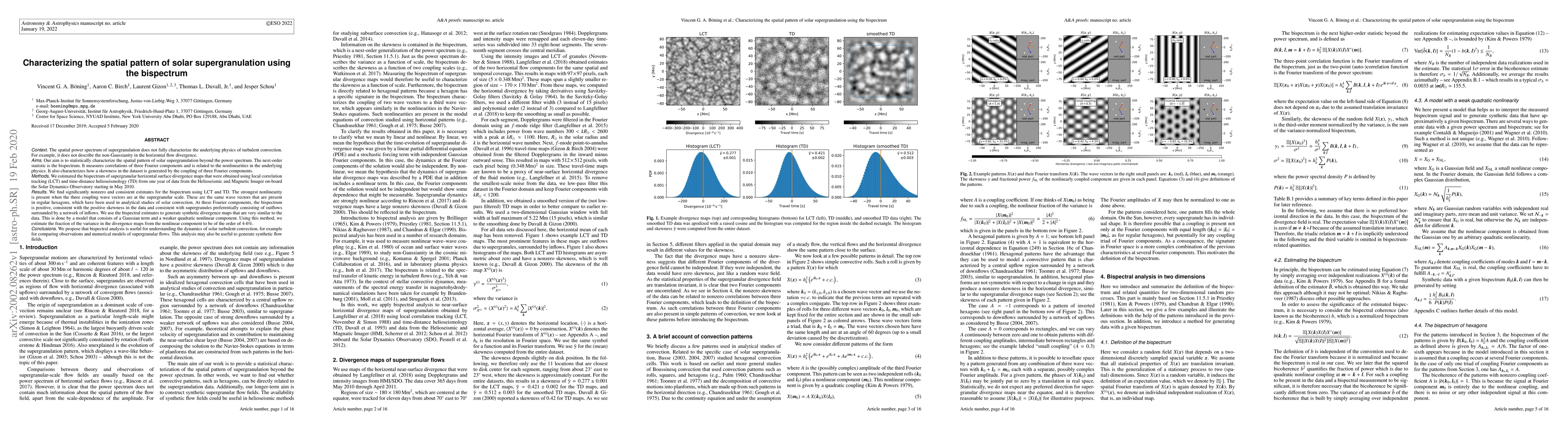 Thumbnail for Characterizing the spatial pattern of solar supergranulation using the
  bispectrum