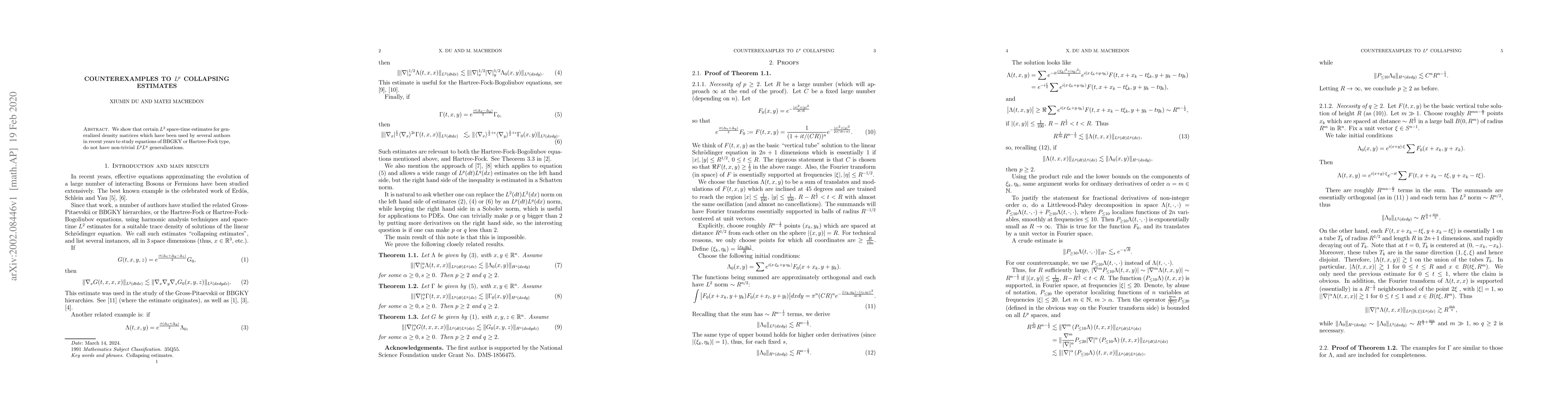 Thumbnail for Counterexamples to $L^p$ collapsing estimates