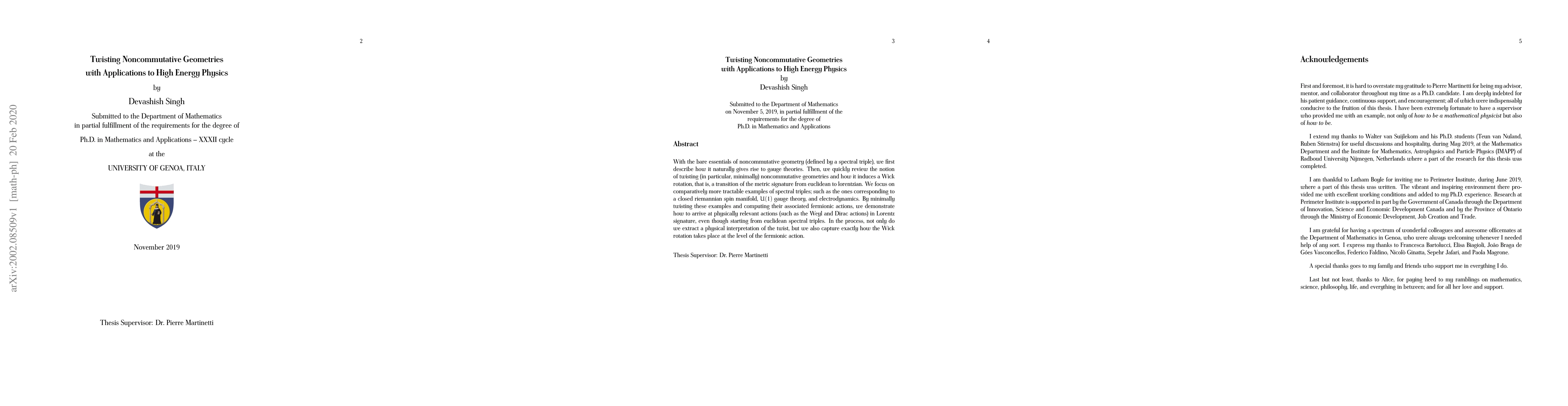 Thumbnail for Twisting Noncommutative Geometries with Applications to High Energy
  Physics