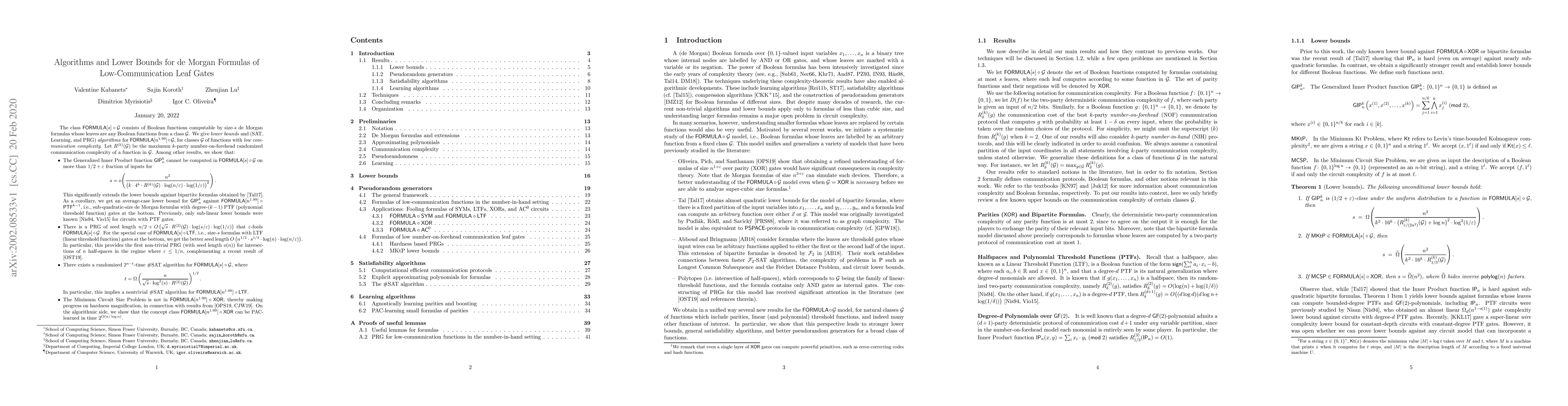 Thumbnail for Algorithms and Lower Bounds for de Morgan Formulas of Low-Communication
  Leaf Gates