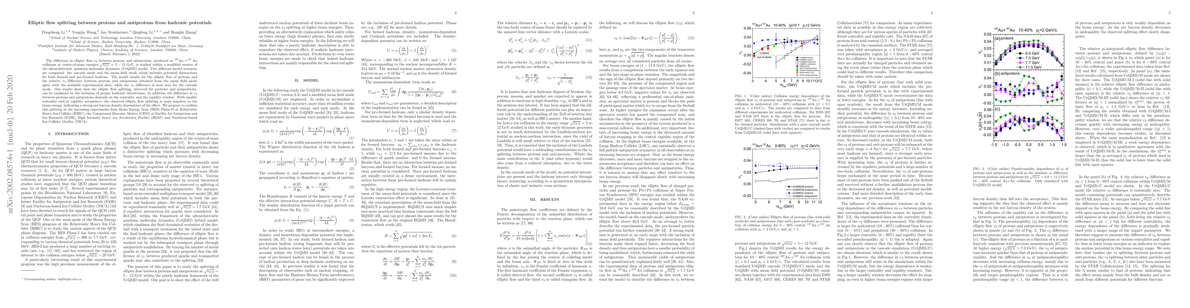 Thumbnail for Elliptic flow splitting between protons and antiprotons from hadronic
  potentials