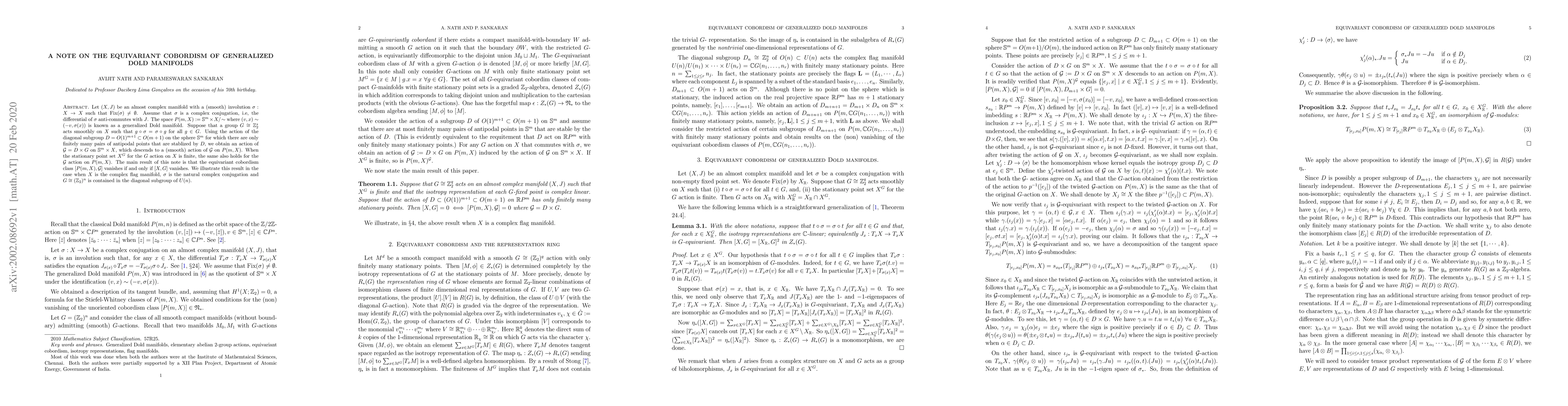 Thumbnail for A note on the equivariant cobordism of generalized Dold manifolds