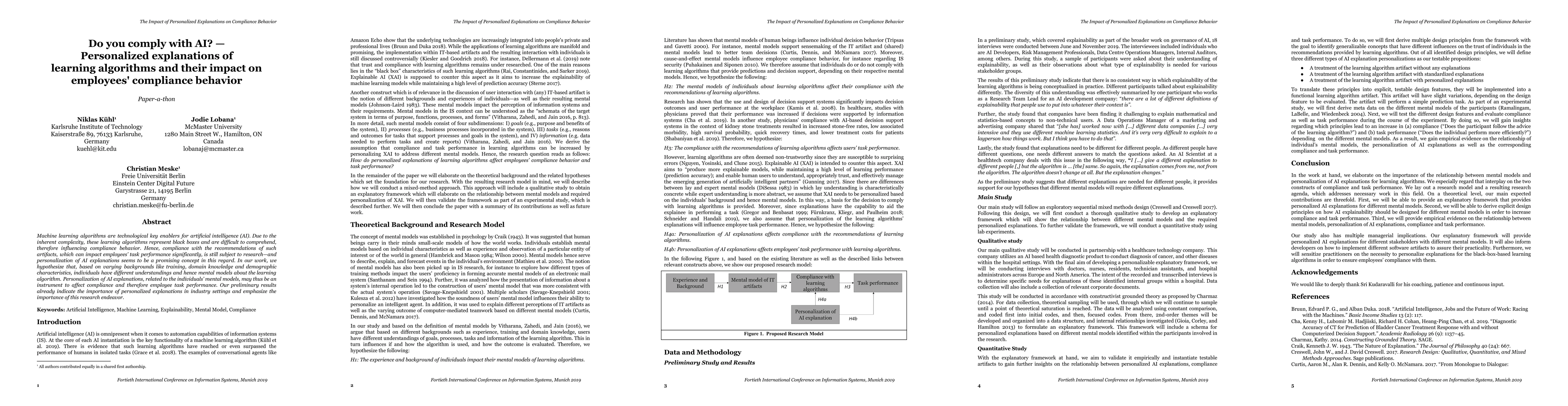 Thumbnail for Do you comply with AI? -- Personalized explanations of learning
  algorithms and their impact on employees' compliance behavior