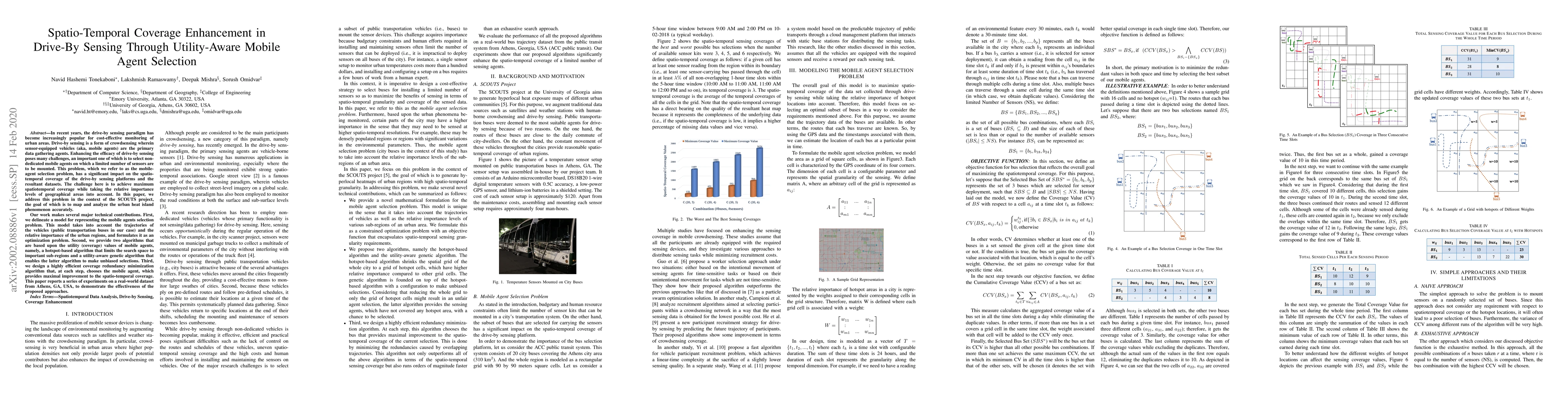 Thumbnail for Spatio-Temporal Coverage Enhancement in Drive-By Sensing Through
  Utility-Aware Mobile Agent Selection