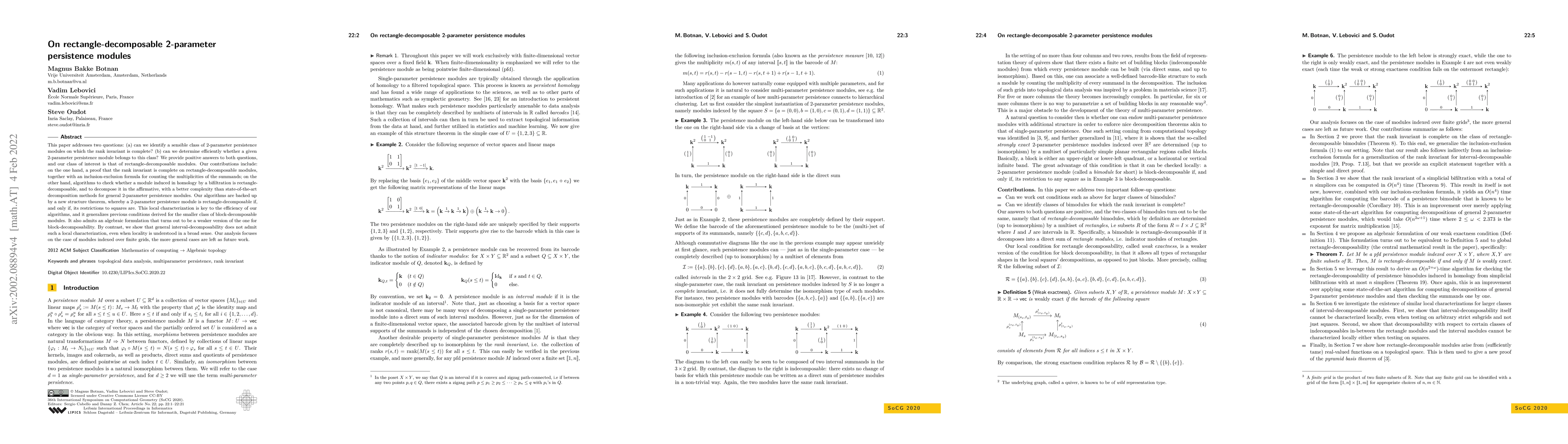 Thumbnail for On rectangle-decomposable 2-parameter persistence modules