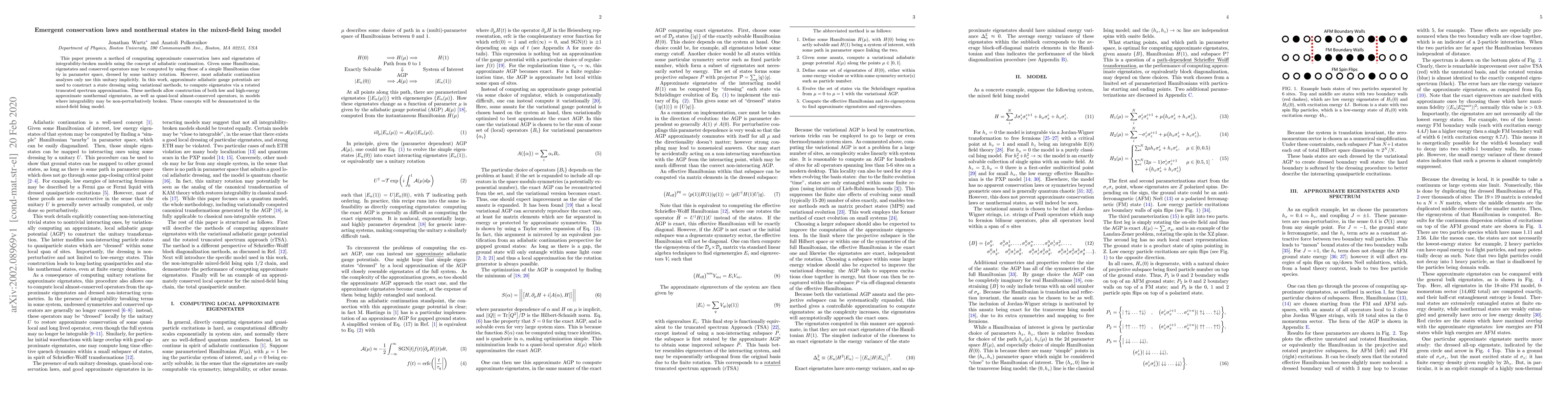 Thumbnail for Emergent conservation laws and nonthermal states in the mixed-field
  Ising model