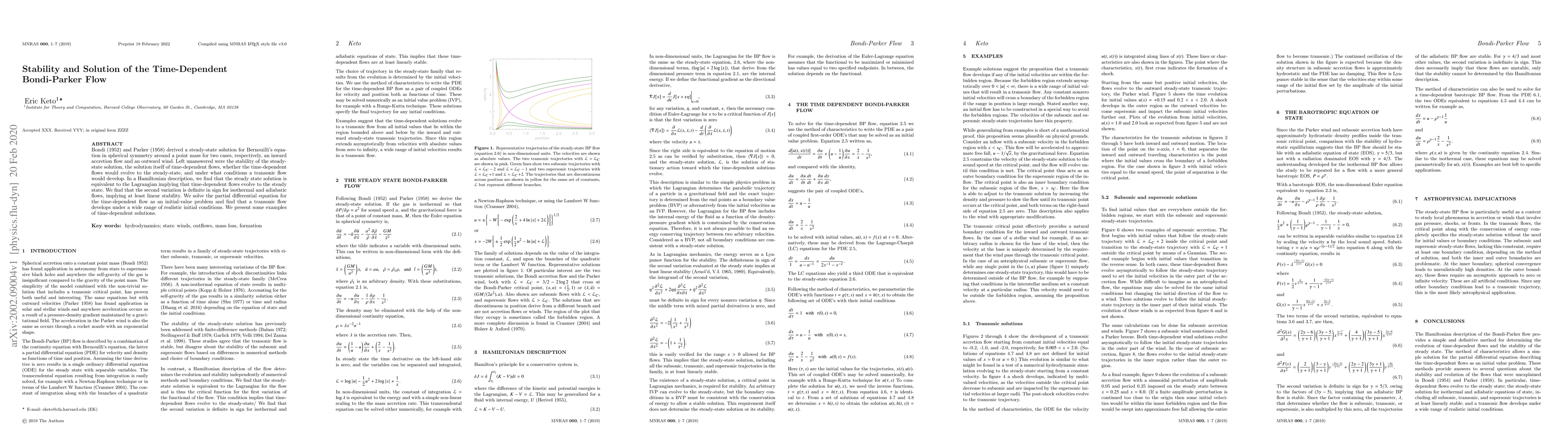 Thumbnail for Stability and Solution of the Time-Dependent Bondi-Parker Flow