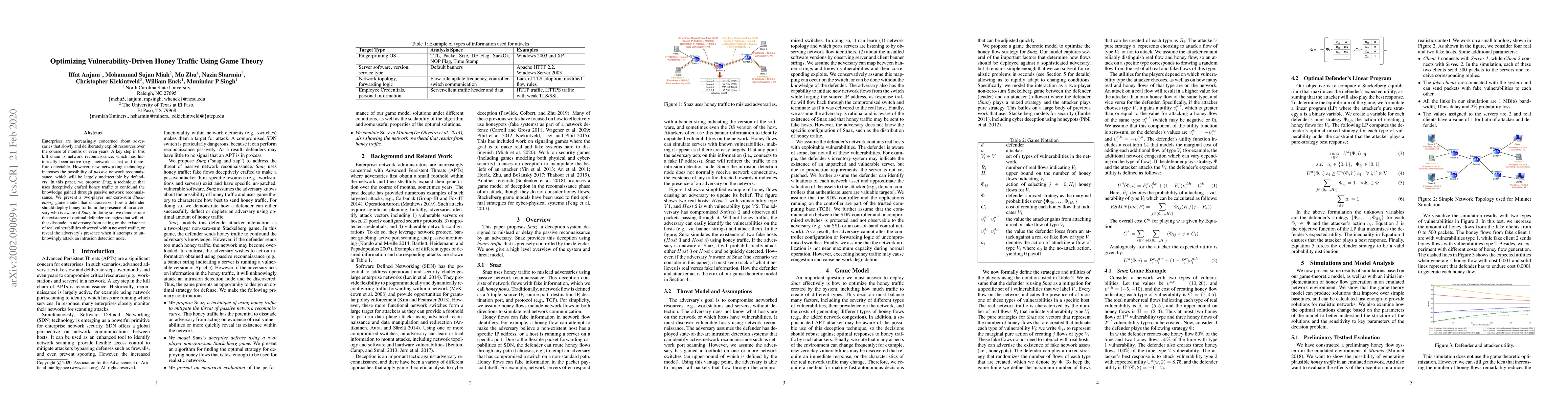 Thumbnail for Optimizing Vulnerability-Driven Honey Traffic Using Game Theory