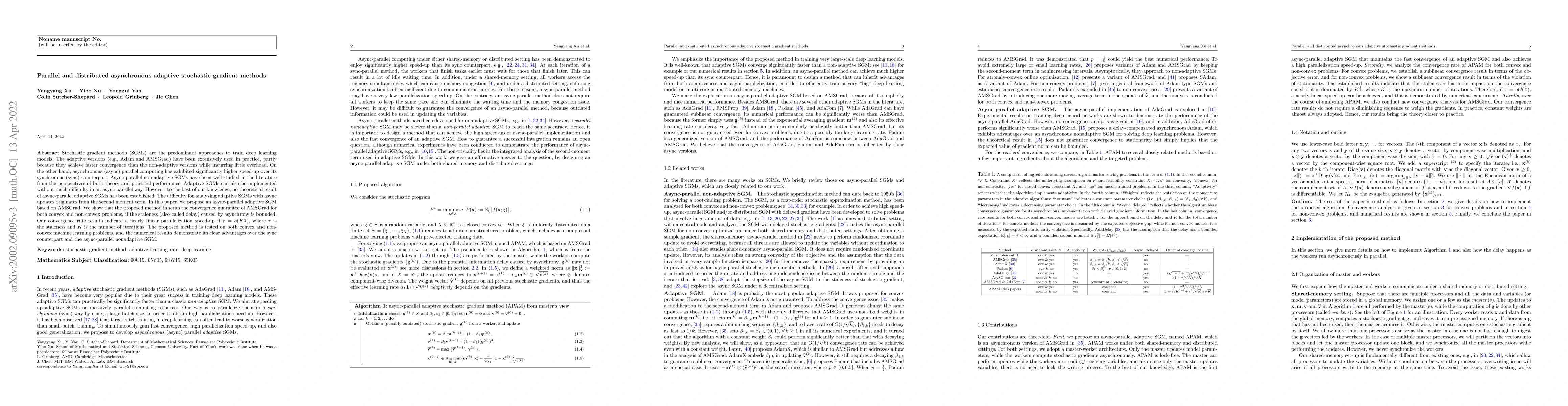 Thumbnail for Parallel and distributed asynchronous adaptive stochastic gradient
  methods