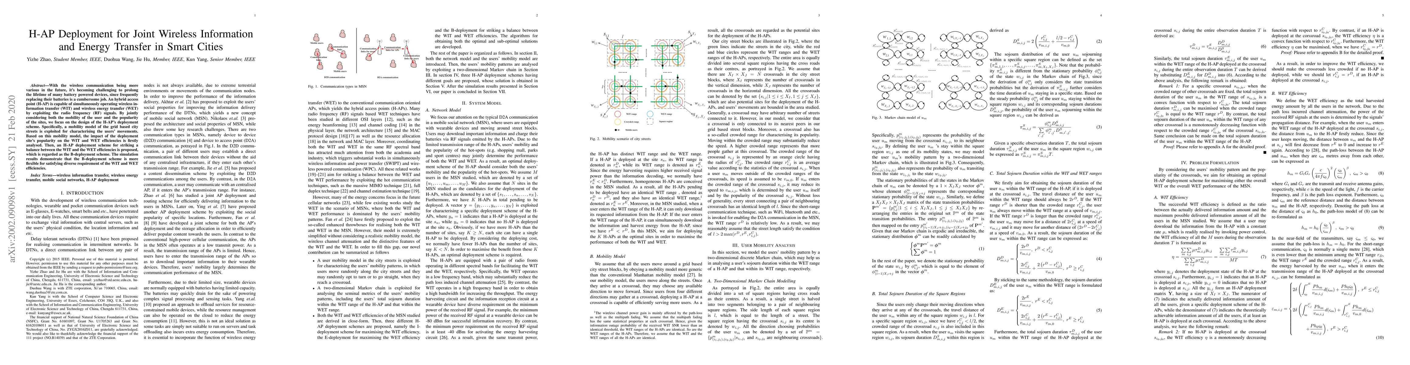 Thumbnail for H-AP Deployment for Joint Wireless Information and Energy Transfer in
  Smart Cities