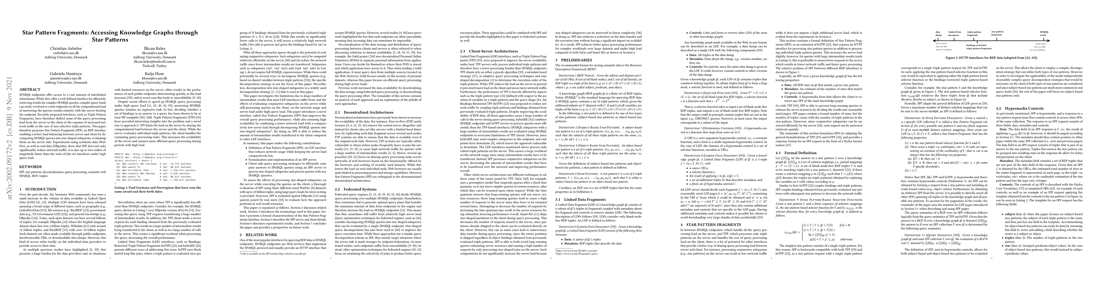 Thumbnail for Star Pattern Fragments: Accessing Knowledge Graphs through Star Patterns