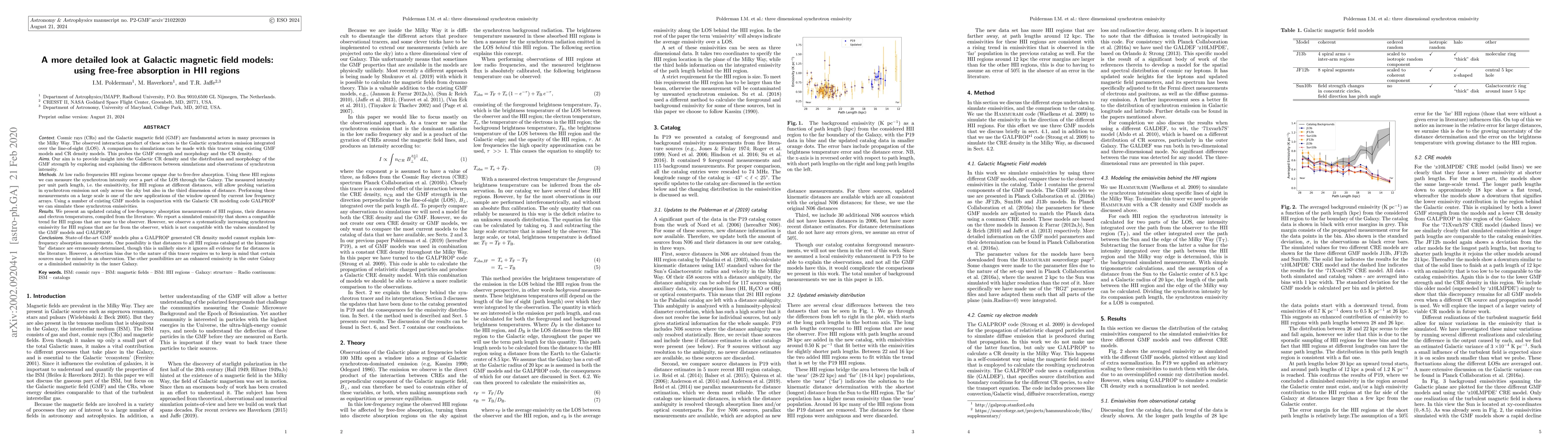 Thumbnail for A more detailed look at Galactic magnetic field models: using free-free
  absorption in HII regions
