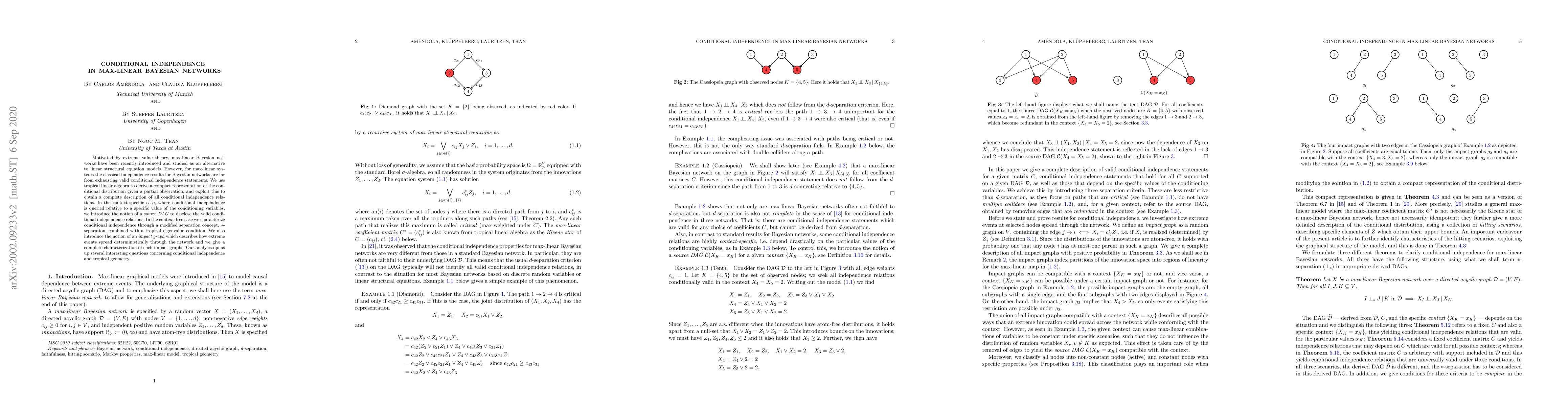 Thumbnail for Conditional Independence in Max-linear Bayesian Networks