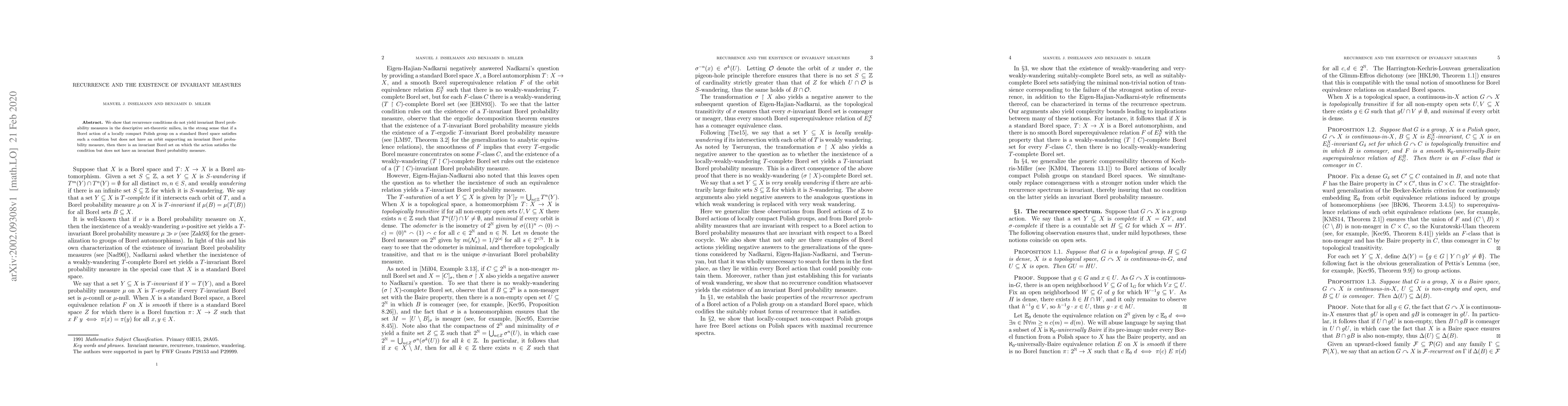 Thumbnail for Recurrence and the existence of invariant measures