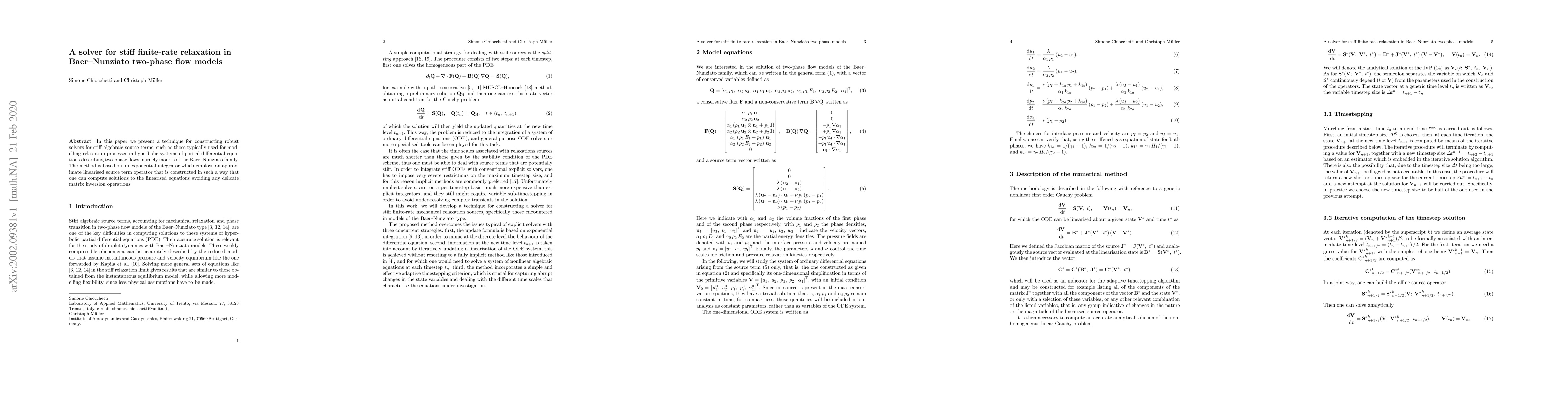 Thumbnail for A solver for stiff finite-rate relaxation in Baer-Nunziato two-phase
  flow models