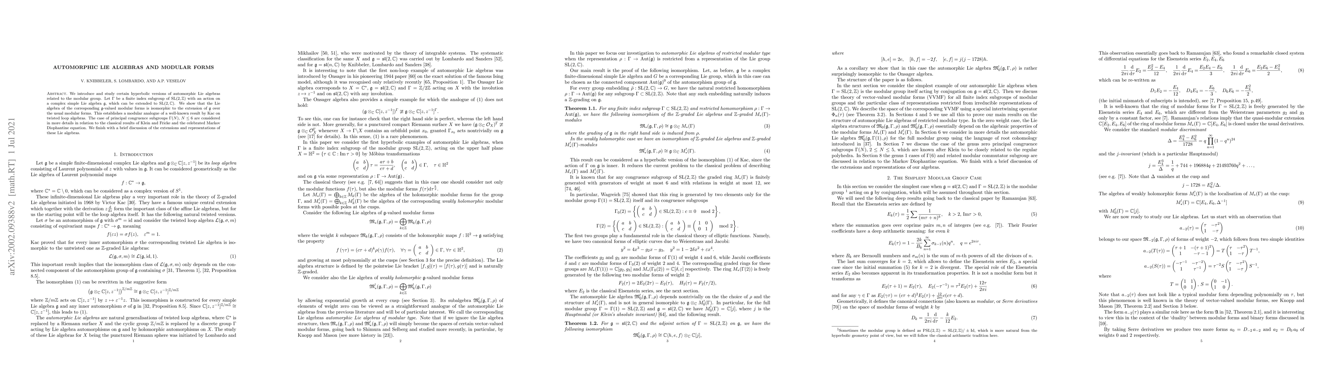 Thumbnail for Automorphic Lie algebras and modular forms