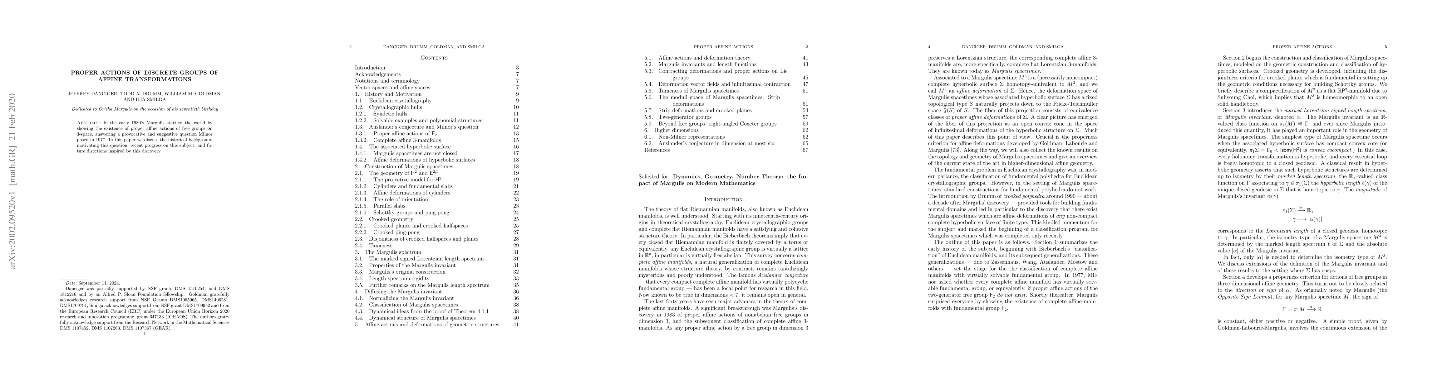 Thumbnail for Proper actions of discrete groups of affine transformations