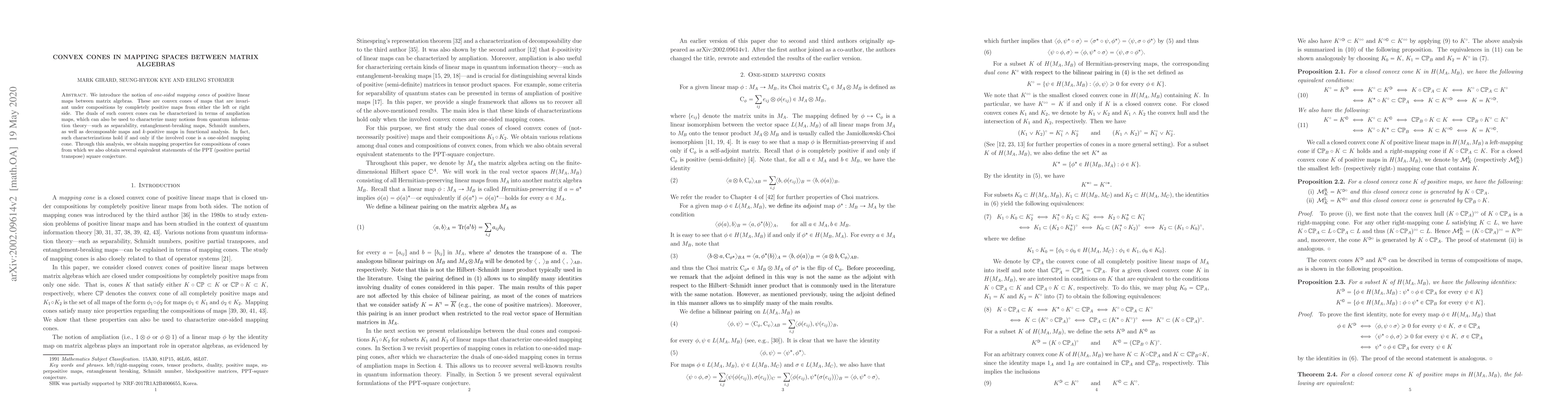 Thumbnail for Convex cones in mapping spaces between matrix algebras