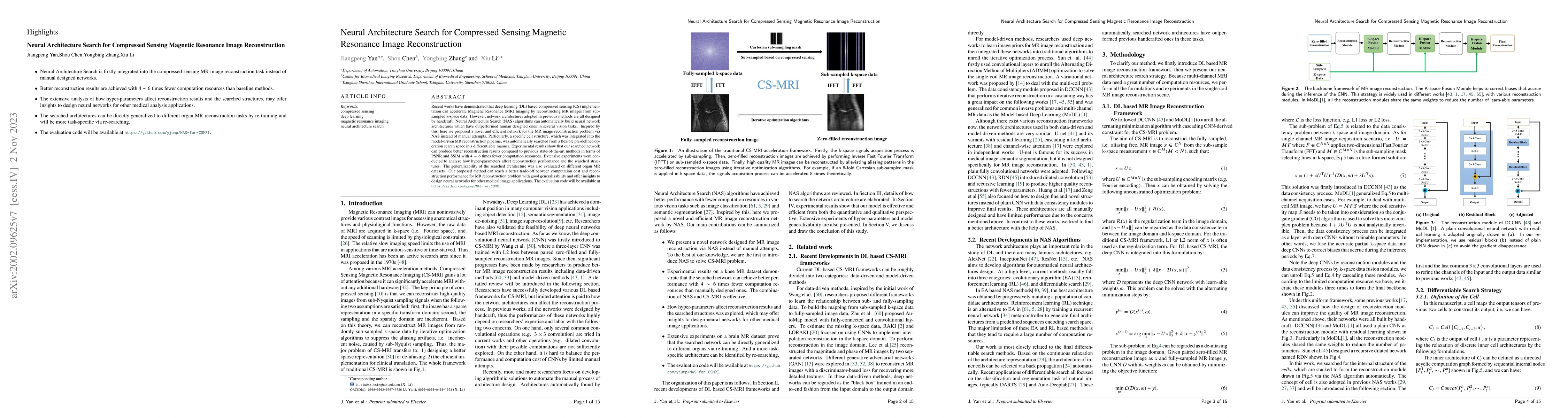 Thumbnail for Neural Architecture Search for Compressed Sensing Magnetic Resonance
  Image Reconstruction