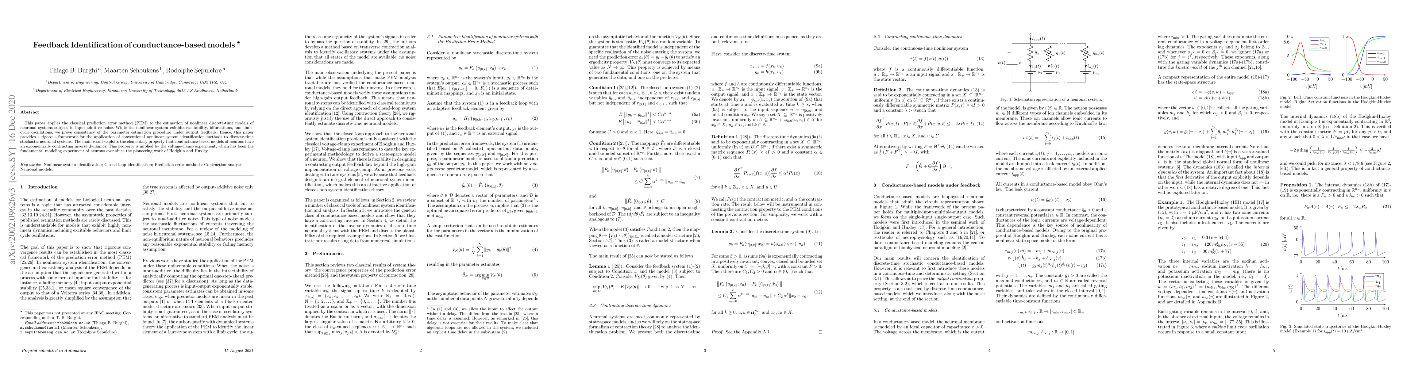 Thumbnail for Feedback Identification of conductance-based models