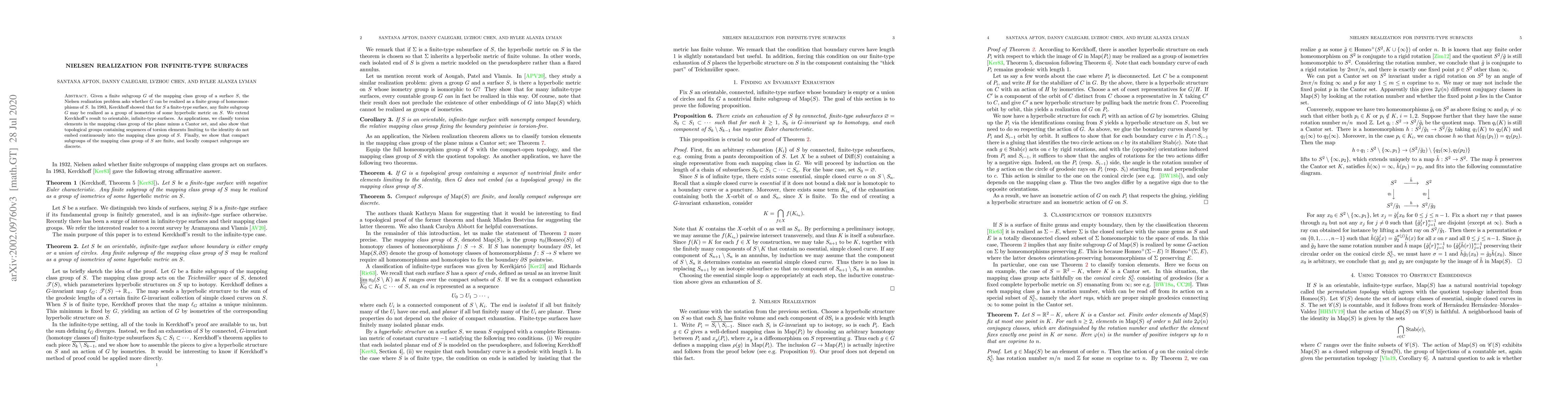 Thumbnail for Nielsen realization for infinite-type surfaces