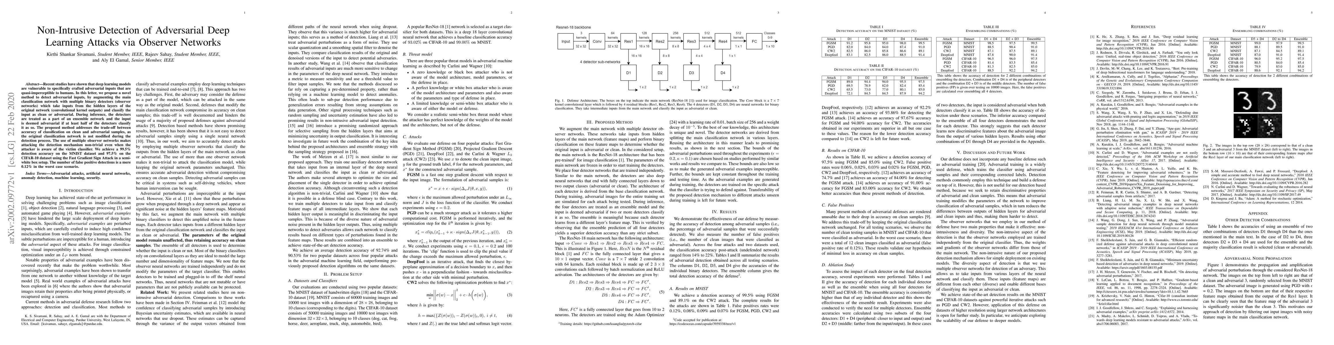 Thumbnail for Non-Intrusive Detection of Adversarial Deep Learning Attacks via
  Observer Networks