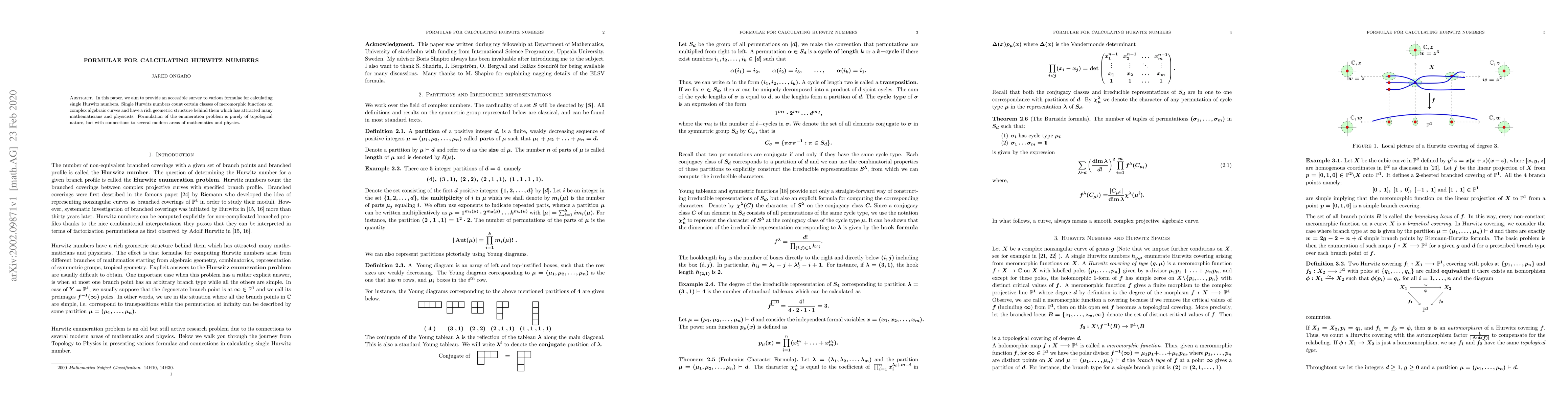Thumbnail for Formulae for calculating Hurwitz numbers