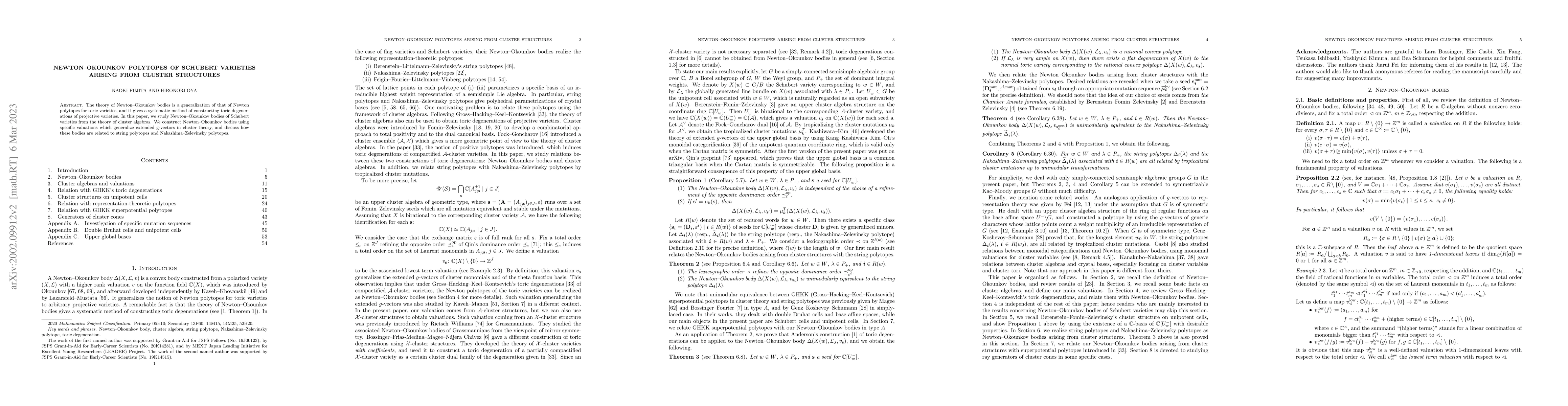 Thumbnail for Newton-Okounkov polytopes of Schubert varieties arising from cluster
  structures